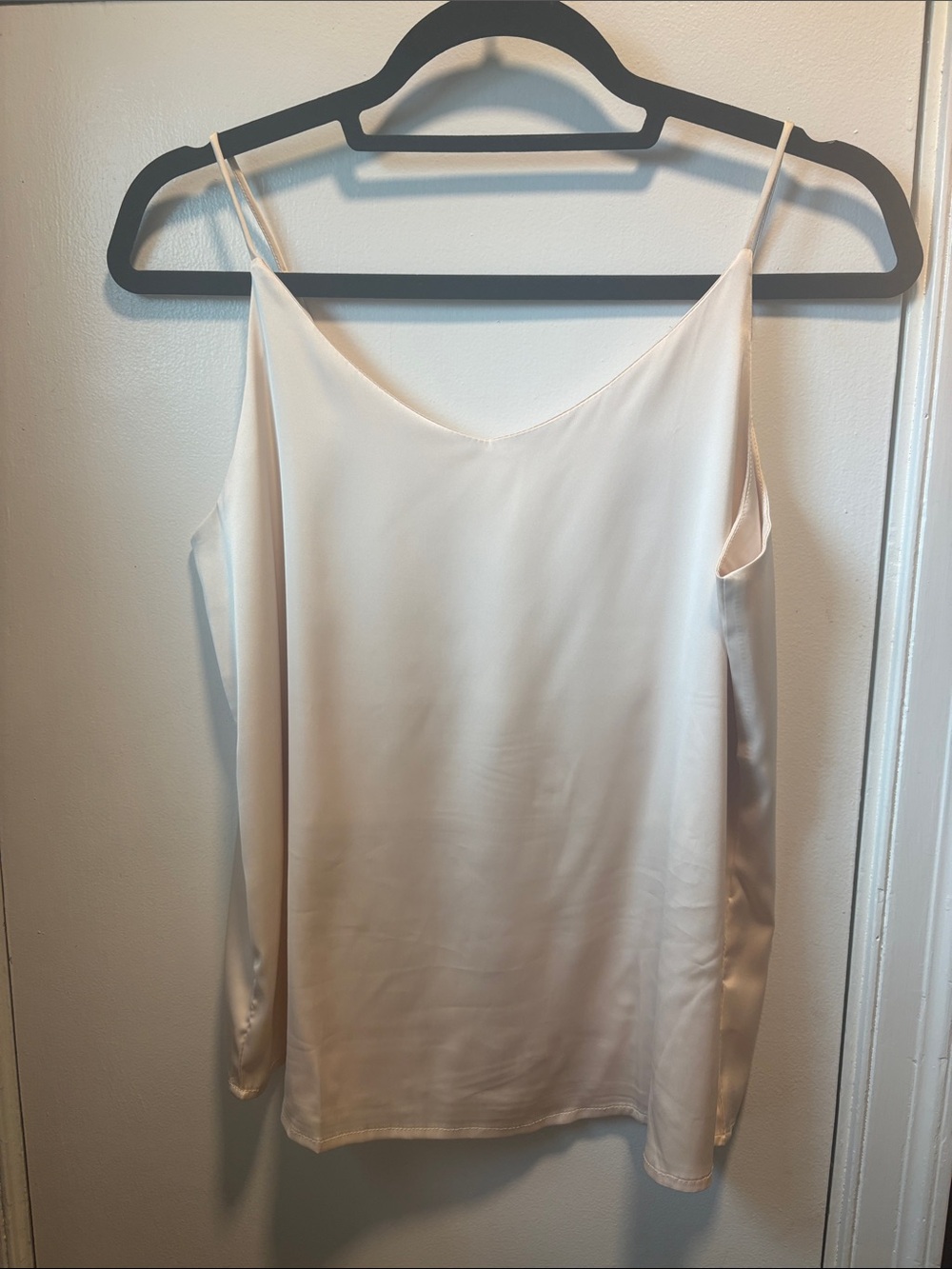 EUC Women’s Satin Spaghetti Strap Cami Tank Top - Cream